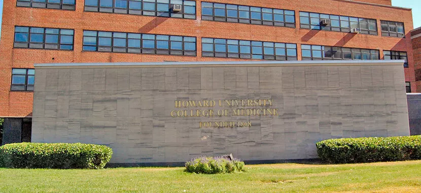 A building with grass growing in front of it.