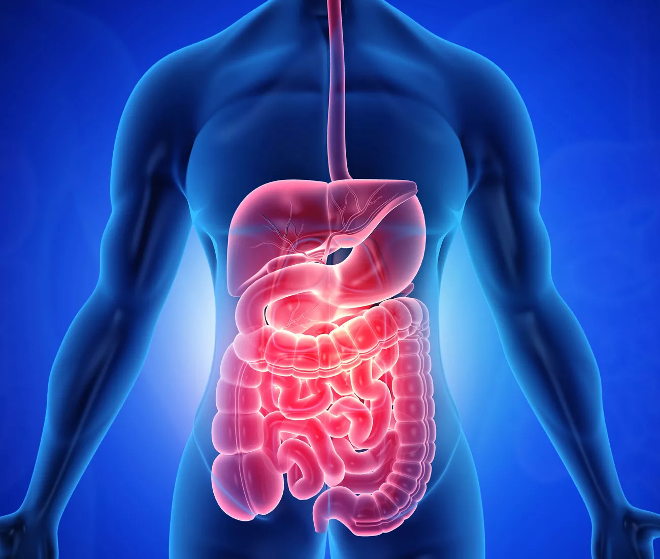 A man with large intestine in his body.