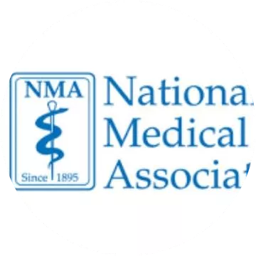 A blue and white logo for the national medical association.