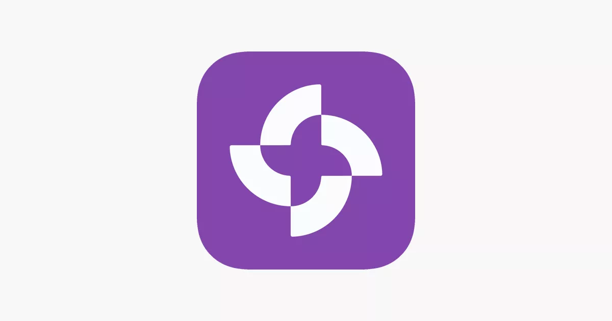 A purple square with an arrow in the middle.