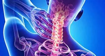 A person with their neck in pain.