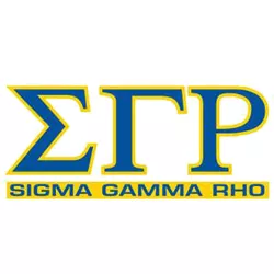 A sigma gamma rho sticker with the letters s g p.