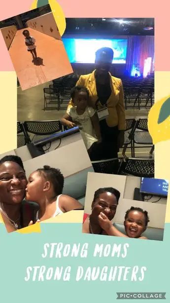 A collage of photos with two people and one person holding something.