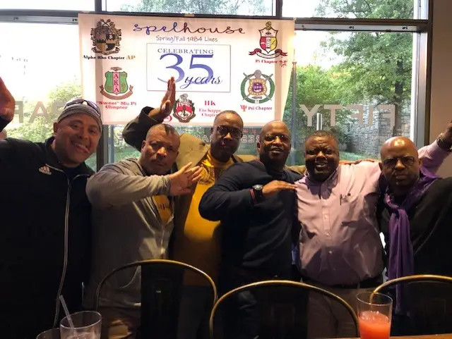 Six men celebrating 35 years of Spelhouse.