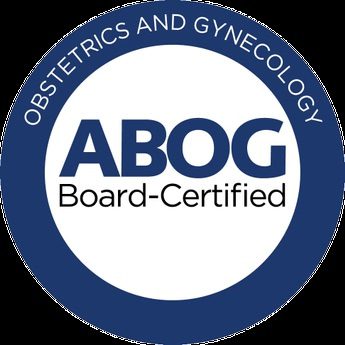 A blue and white logo for obstetrics and gynecology.