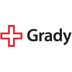 A red cross logo with the word grady underneath it.