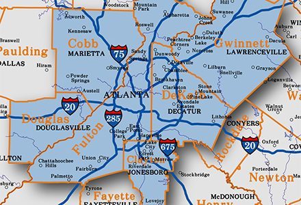 A map of the interstate 7 5 and i-2 9 5.